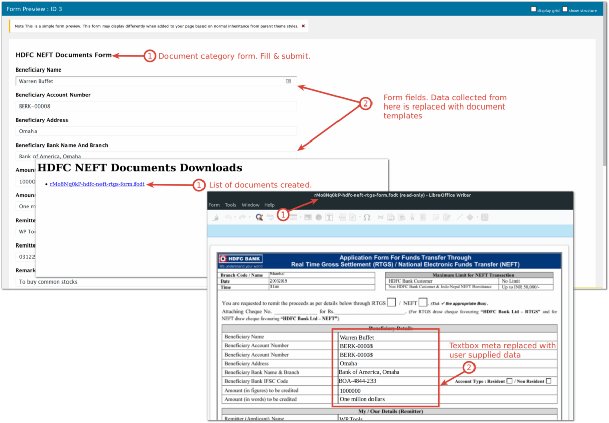 Document Automation - Fill & submit form. Download generated word documents