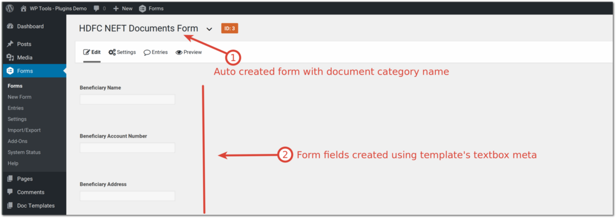 Document Automation - Single click gravity form creation