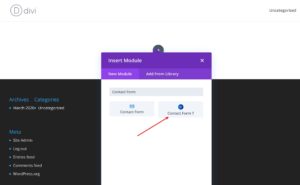 Embed the contact form 7 on a divi page