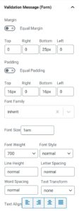 Validation Message (Form) Settings