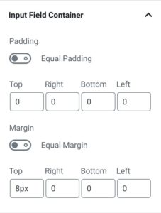 Input Field Container Settings