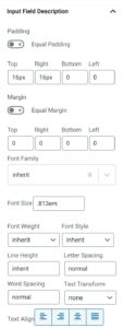 Input Field Description Settings
