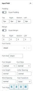 Input Field Settings