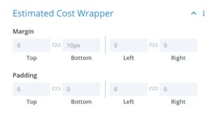 Estimated Cost Wrapper Section - Divi Module