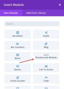 Insert <strong>Breadcrumb Module</strong> On Divi Page